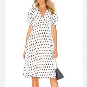 NWT DVF Jemma Fleur Dot and Ivory Midi Length Dress